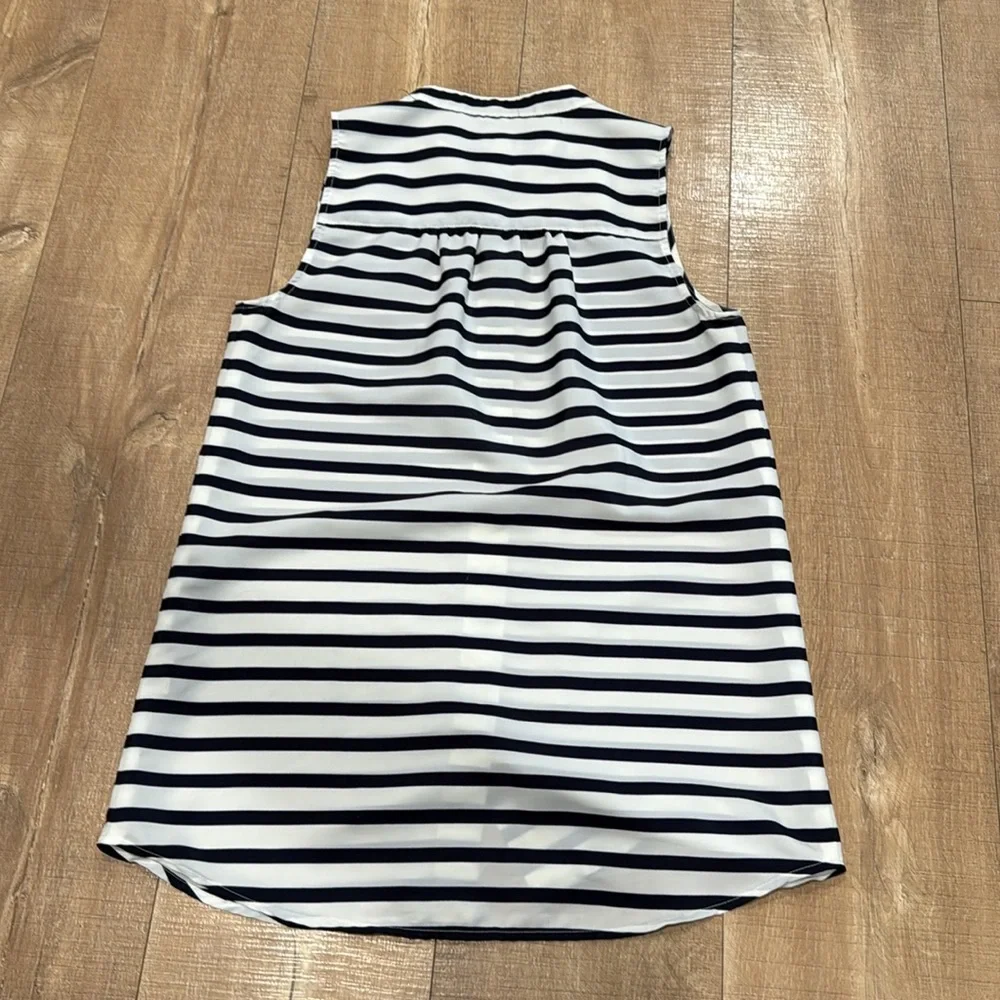 J. Crew Button Front Striped Tank Navy & White Size 0 - Picture 3 of 8
